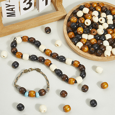 200Pcs 4 Colors Dyed Natural Maple Wood Beads WOOD-PA0001-02-1