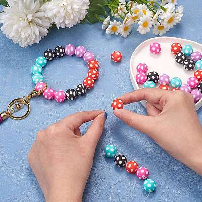 WEWAYSMILE 50Pcs 5 Styles 15mm Silicone Round Beads Making Kit JX489A-1