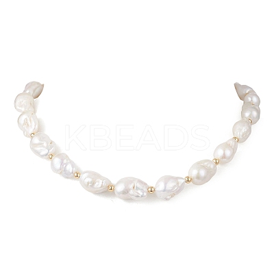 Natural Baroque Pearl Keshi Pearl Beaded Necklaces for Women NJEW-JN05870-1