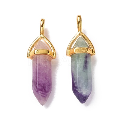 Natural Colorful Fluorite Pointed Pendants G-K329-68G-1