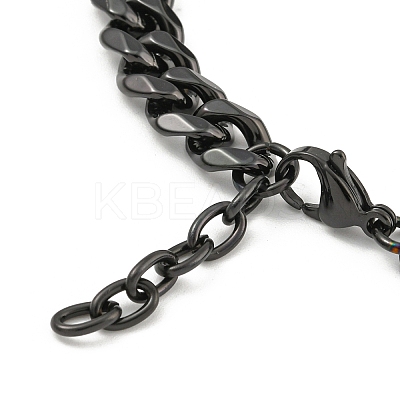 304 Stainless Steel & Natural Howlite Polygon Link Bracelets for Women BJEW-G717-16B-01-1