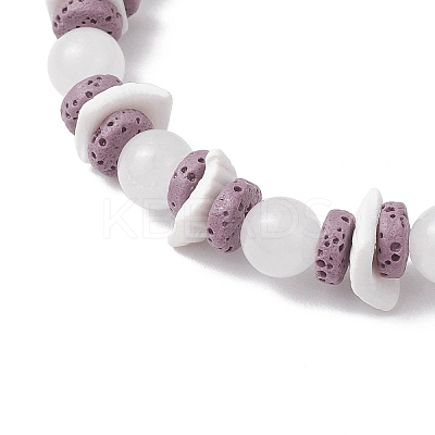Round Natural White Jade Beads Stretch Bracelets BJEW-JB11818-02-1