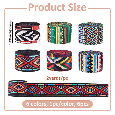 6Pcs 6 Colors Polyester Ribbons OCOR-FH0001-48B-1