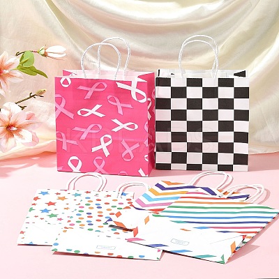 12Pcs 6 Colors Print Paper Packing Tote Bags CARB-FS0001-05-1