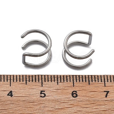 304 Stainless Steel 2 Line Hoop Clip on Nose Rings AJEW-A062-07P-1