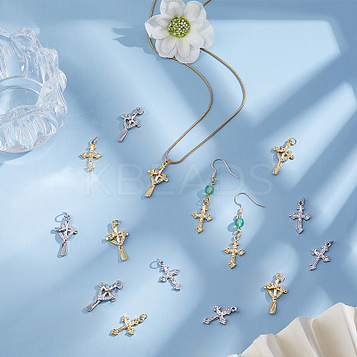 16Pcs 4 Styles Rack Plating Brass & Cubic Zirconia Pendants KK-HS0001-13-1