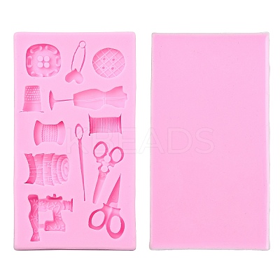 2Pcs Sewing Theme Silicone Chocolate Molds for DIY Baking Making ST-CJ0007-56-1