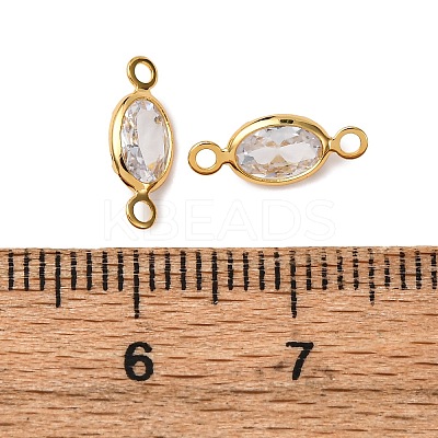 Brass Pave Clear Cubic Zirconia Connector Charms KK-Z121-06G-04-1