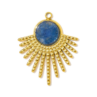 304 Stainless Steel with Natural Lapis Lazuli Pendants STAS-OY001-67G-1