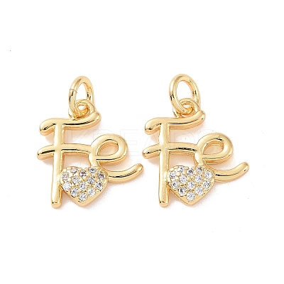 Rack Plating Brass Micro Pave Clear Cubic Zirconia Charms ZIRC-C042-03G-1