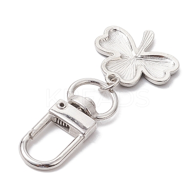 Lucky Clover Alloy Enamel Pendant Decoration HJEW-JM02502-02-1