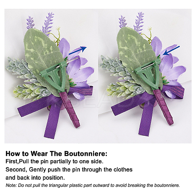 Silk Cloth Flower Boutonniere Brooch JEWB-WH0009-98-1