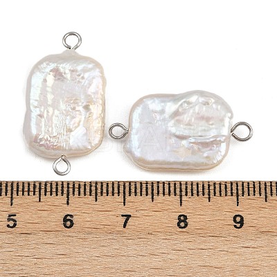 Natural Freshwater Pearl Keshi Pearl Rectangle Connector Charms STAS-D378-17P-1