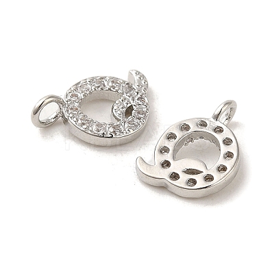 Initial Letter Brass Micro Pave Cubic Zirconia Pendants ZIRC-F008-Q-1