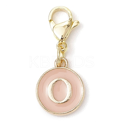 26Pcs Flat Round with Letter A~Z Alloy Enamel Pendant Decorations HJEW-JM02553-1