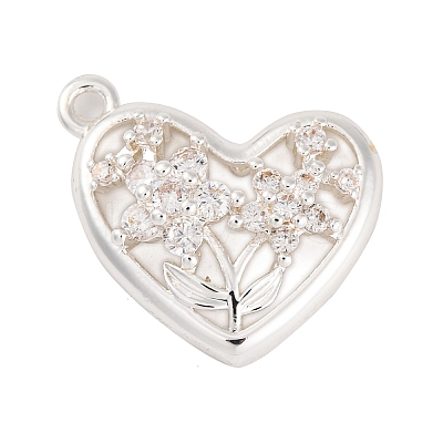 Brass Micro Pave Clear Cubic Zirconia Pendants KK-Z066-07S-1