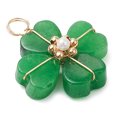 Dyed Natural Malaysia Jade Clover Pendants X-PALLOY-JF03180-05-1