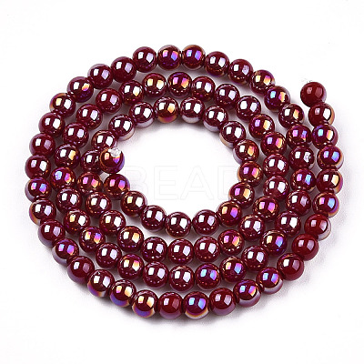 Electroplate Opaque Glass Beads Strands X-GLAA-T032-P4mm-AB05-1