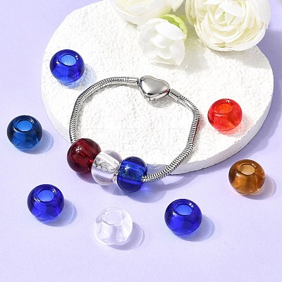 Mixed Color Handmade Rondelle Lampwork Large Hole European Beads X-GPDL-D003-M-1-1