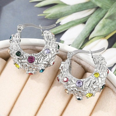 304 Stainless Steel Moon Hoop Earrings EJEW-A119-06P-1