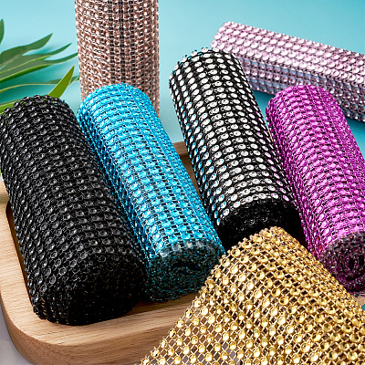 Plastic 24 Rows Rhinestone Mesh Wrap Roll AJEW-TA0001-09-1