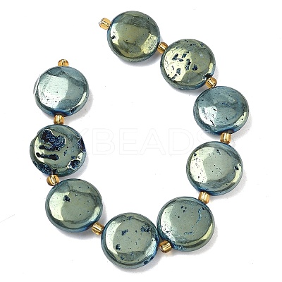 Electroplated Natural Druzy Geode Crystal Beads Strands G-G459-04H-1