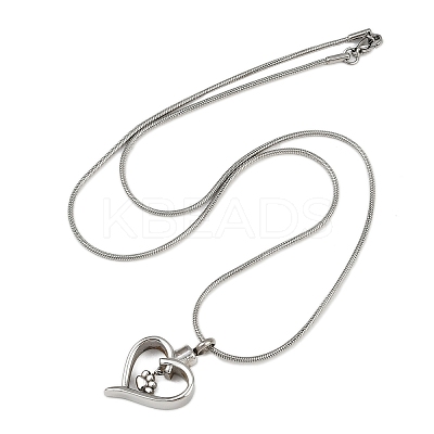 304 Stainless Steel Heart with Paw Print Pendant Pet Urn Ashes Necklaces LS-NJEW-S455-04P-1