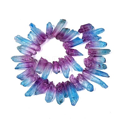 Two Tone Spray Painted Natural Quartz Crystal Points Beads Strands G-Q610-03G-1