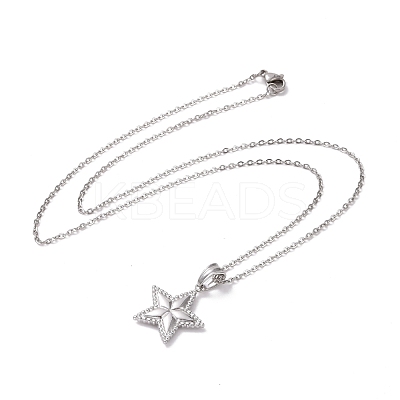 Non-Tarnish 304 Stainless Steel Pentagram Pendant Necklace for Women STAS-E154-23P-1