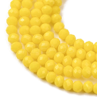 Yellow Imitation Jade Glass Faceted Rondelle Bead Strands X-GLAA-F001-3x2mm-11-1