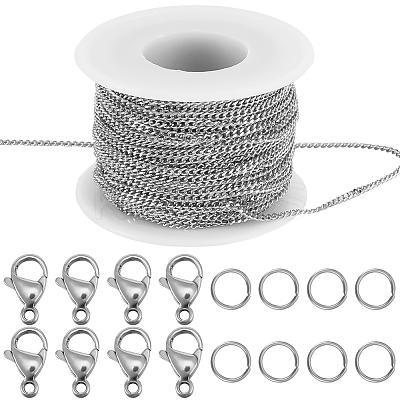 DIY 304 Stainless Steel Curb Chains Necklace/Bracelets Making Kits DIY-BBC0002-51-1