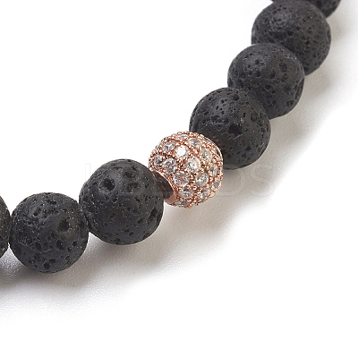 Natural Lava Rock Beads Stretch Bracelets BJEW-JB03839-04-1