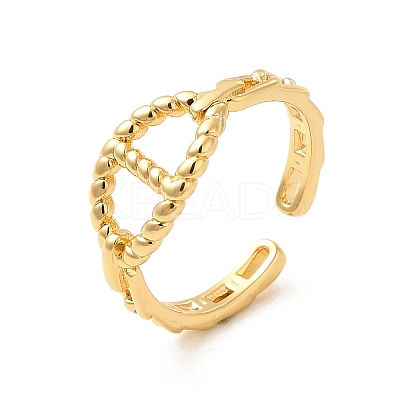 Rack Plating Brass Hollow Out Oval Open Cuff Ring for Women RJEW-D076-04G-1