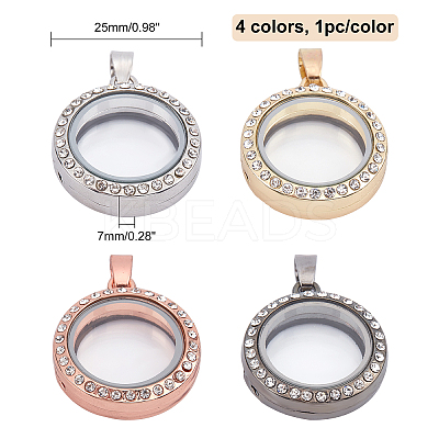 4Pcs 4 Colors Alloy Photo Frame Pendants ALRI-CA0001-006B-1