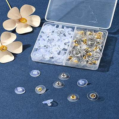 Brass Bullet Clutch Bullet Clutch Earring Backs with Pad KK-FS0001-43-1