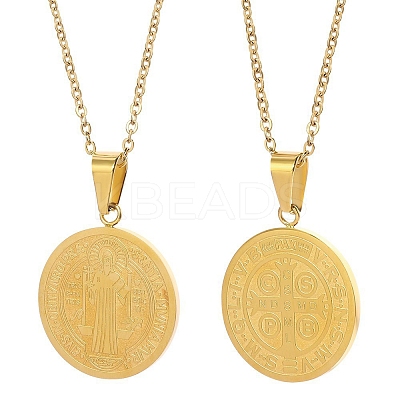 Stainless Steel Saint Benedict Cross Medal Pendant Cable Chain Necklaces LS-PW-WGC31BA-02-1