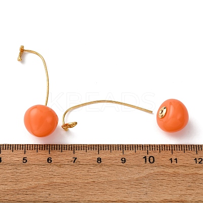 Fruit Brass Resin Stud Earrings EJEW-A140-03A-G-1