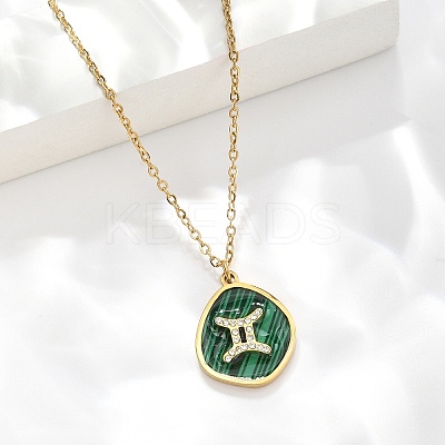304 Stainless Steel Micro Pave Cubic Zirconia constellation Pendant Necklaces NJEW-R021-01G-03-1
