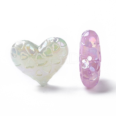 UV Plating Rainbow Iridescent Luminous Acrylic Beads X-OACR-E010-13-1
