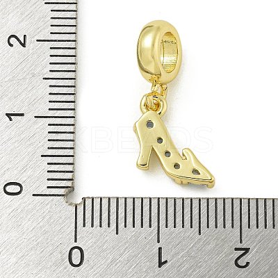 Rack Plating Brass Pave Cornflower Blue Cubic Zirconia High-heeled Shoes European Dangle Charms KK-Z067-57G-1
