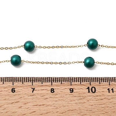 Stainless Steel & Imitation Pearl Round Link Chain Necklaces for Women WGE4439-06-1