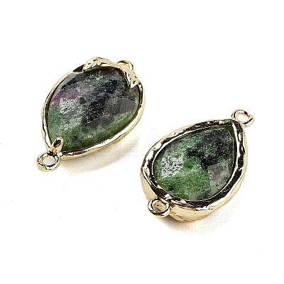 Natural Ruby in Zoisite Faceted Teardrop Connector Charms G-B081-03G-08-1