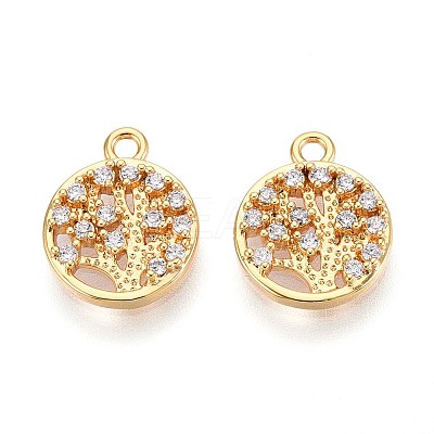 Brass Micro Pave Cubic Zirconia Charms KK-N263-81G-1
