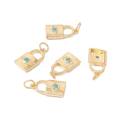 Rack Plating Brass Micro Pave Deep Sky Blue Cubic Zirconia Pendants ZIRC-C040-35G-1