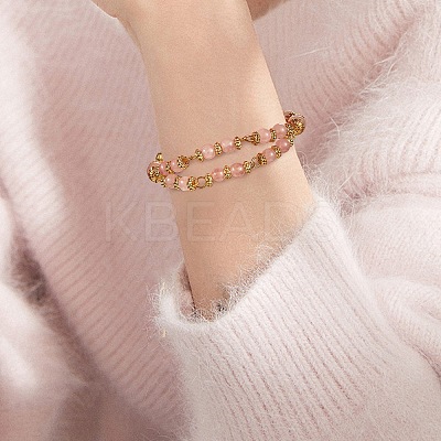 4Pcs 4 Style Synthetic Turquoise & Magnesite & Natural Larvikite & Rose Quartz Beaded Multi-strand Bracelets Set for Women BJEW-SW00038-1
