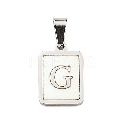 304 Stainless Steel Pave Natural White Shell Pendants STAS-S130-03P-G-1
