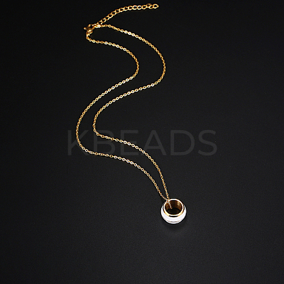 304 Stainless Steel Enamel Ring Pendant Necklaces for Women LS-UA5273-1-1
