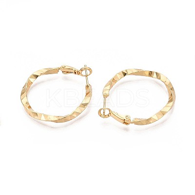 Twist Brass Hoop Earrings EJEW-T047-102G-1