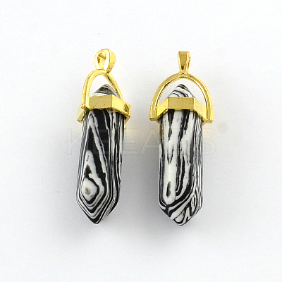 Zebra Jasper Stone Pendants with Alloy Findings G-R278-21G-1