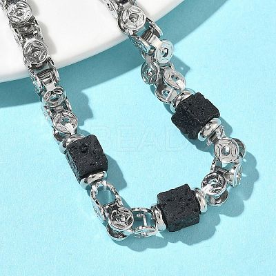 Natural Lava Rock Link Chain Bracelets for Women BJEW-Z148-06P-04-1